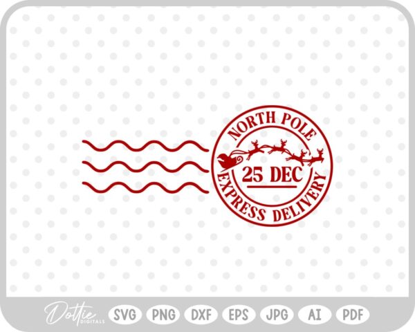 North Pole Christmas Stamp Sticker Postal Package SVG PNG DXF – Cricut Silhouette Cutting File