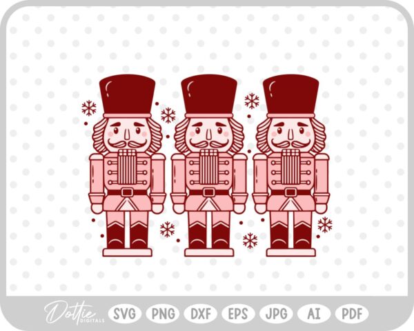 Three Nutcrackers Christmas Festive Holiday SVG PNG DXF – Cricut Silhouette Cutting File