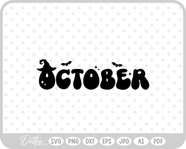 October Words Text Halloween Spooky SVG PNG DXF – Cricut Silhouette Cutting File