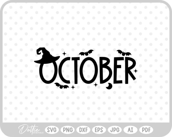 October Words Text Halloween Spooky SVG PNG DXF – Cricut Silhouette Cutting File