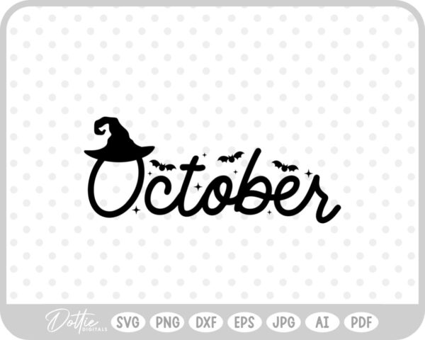 October Words Text Halloween Spooky SVG PNG DXF – Cricut Silhouette Cutting File