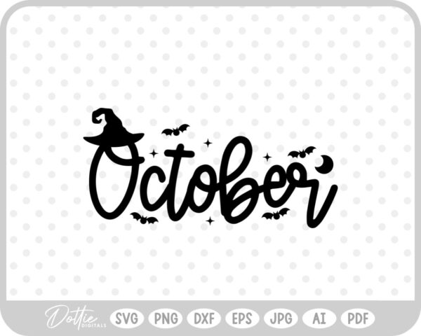 October Words Text Halloween Spooky SVG PNG DXF – Cricut Silhouette Cutting File