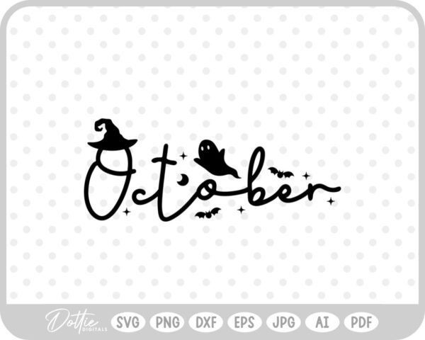 October Words Text Halloween Spooky SVG PNG DXF – Cricut Silhouette Cutting File