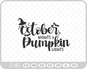 October Night Pumpkin Lights Fall Autumn Month Halloween SVG PNG DXF – Cricut Silhouette Cutting File