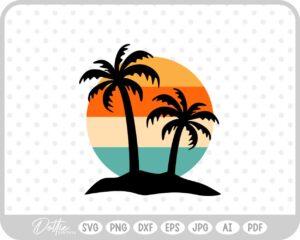 Palm Tree Tropical Plant Summer Vacay Sunset SVG PNG DXF – Cricut Silhouette Cutting File