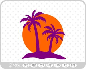Palm Tree Tropical Plant Summer Vacay Sunset SVG PNG DXF – Cricut Silhouette Cutting File