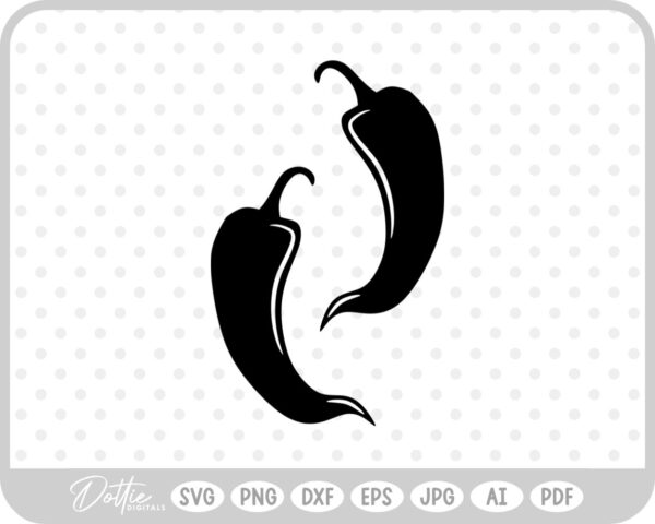 Chili Peppers Silhouette  SVG PNG DXF – Cricut Silhouette Cutting File
