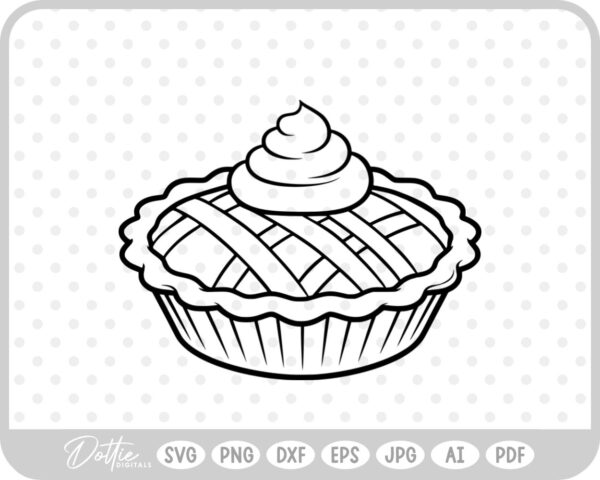 Pie Outline Icon Food Baking Cooking Cream SVG PNG DXF – Cricut Silhouette Cutting File