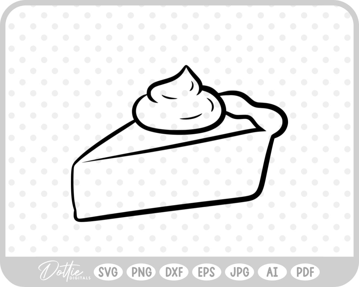 Slice Of Pie Outline Icon Food With Cream SVG PNG DXF – Cricut Silhouette Cutting File
