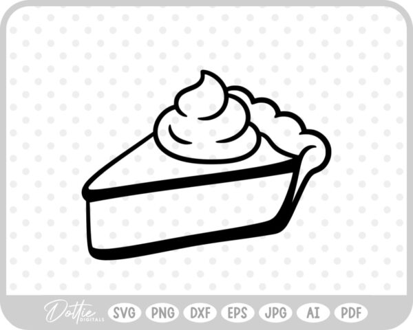 Slice Of Pie Outline Icon Food With Cream SVG PNG DXF – Cricut Silhouette Cutting File