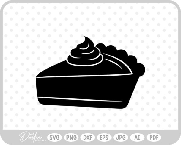 Slice Of Pie Outline Icon Food With Cream SVG PNG DXF – Cricut Silhouette Cutting File