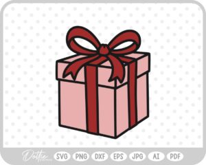 Gift Box Gift Wrapped Box Present Birthday Christmas Ribbon Bow SVG PNG DXF – Cricut Silhouette Cutting File
