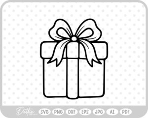 Gift Box Gift Wrapped Box Present Birthday Christmas Ribbon Bow SVG PNG DXF – Cricut Silhouette Cutting File