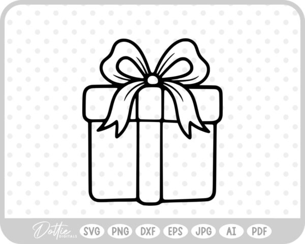 Gift Box Gift Wrapped Box Present Birthday Christmas Ribbon Bow SVG PNG DXF – Cricut Silhouette Cutting File