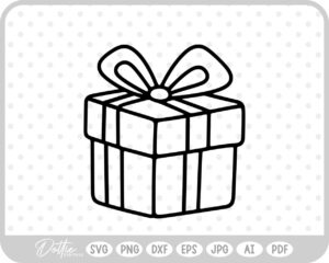 Gift Box Gift Wrapped Box Present Birthday Christmas Ribbon Bow SVG PNG DXF – Cricut Silhouette Cutting File