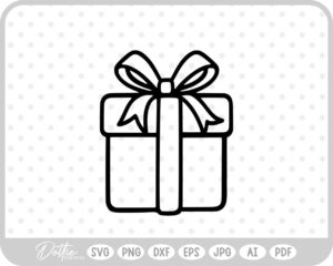 Gift Box Gift Wrapped Box Present Birthday Christmas Ribbon Bow SVG PNG DXF – Cricut Silhouette Cutting File