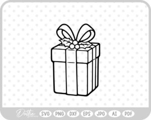 Gift Box Gift Wrapped Box Present Holly Christmas Ribbon Bow SVG PNG DXF – Cricut Silhouette Cutting File