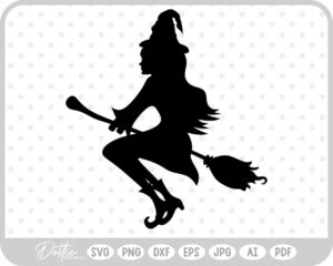 Pretty Witch Broomstick Hat Halloween SVG PNG DXF – Cricut Silhouette Cutting File