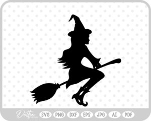 Pretty Witch Broomstick  SVG PNG DXF – Cricut Silhouette Cutting File