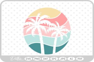 Palm Tree Tropical Plant Summer Vacay Sunset SVG PNG DXF – Cricut Silhouette Cutting File