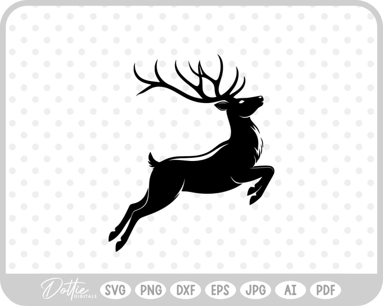 Stag Deer Reindeer Shape Silhouette Christmas Animal SVG PNG DXF – Cricut Silhouette Cutting File