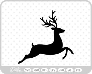 Deer Buck Stag Antlers Christmas Reindeer Winter Sleigh SVG PNG DXF – Cricut Silhouette Cutting File