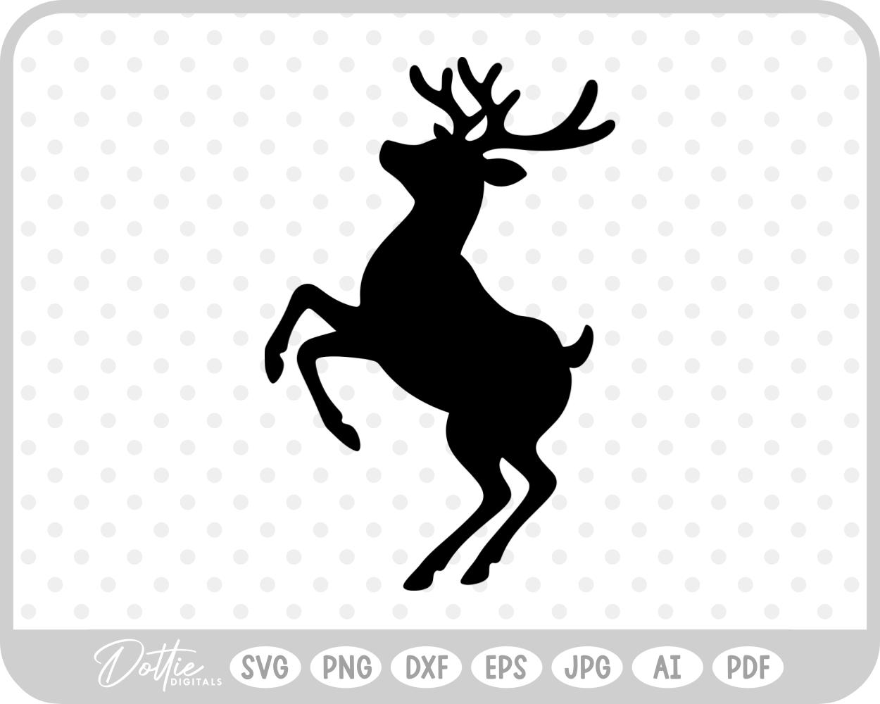 Stag Deer Reindeer Shape Silhouette Christmas Animal SVG PNG DXF – Cricut Silhouette Cutting File