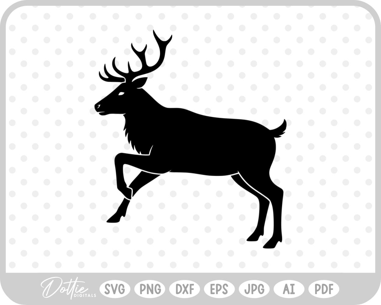 Stag Deer Reindeer Shape Silhouette Christmas Animal SVG PNG DXF – Cricut Silhouette Cutting File