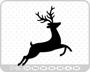 Deer Buck Stag Antlers Christmas Reindeer Winter Sleigh SVG PNG DXF – Cricut Silhouette Cutting File