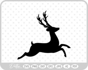 Deer Buck Stag Antlers Christmas Reindeer Winter Sleigh SVG PNG DXF – Cricut Silhouette Cutting File