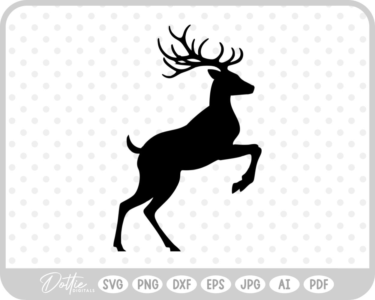 Stag Deer Reindeer Shape Silhouette Christmas Animal SVG PNG DXF – Cricut Silhouette Cutting File