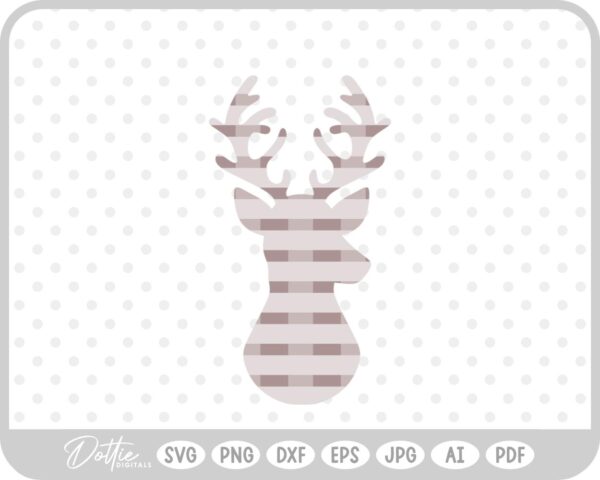 Plaid Stag Deer Reindeer Head Shape Silhouette Christmas SVG PNG DXF – Cricut Silhouette Cutting File