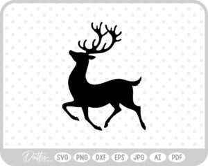 Stag Deer Reindeer Shape Silhouette Christmas Animal SVG PNG DXF – Cricut Silhouette Cutting File