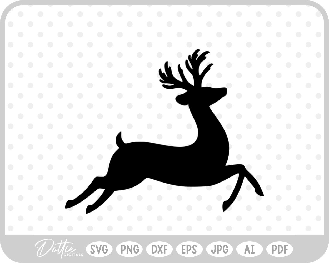 Deer Buck Stag Antlers Christmas Reindeer Winter Sleigh SVG PNG DXF – Cricut Silhouette Cutting File