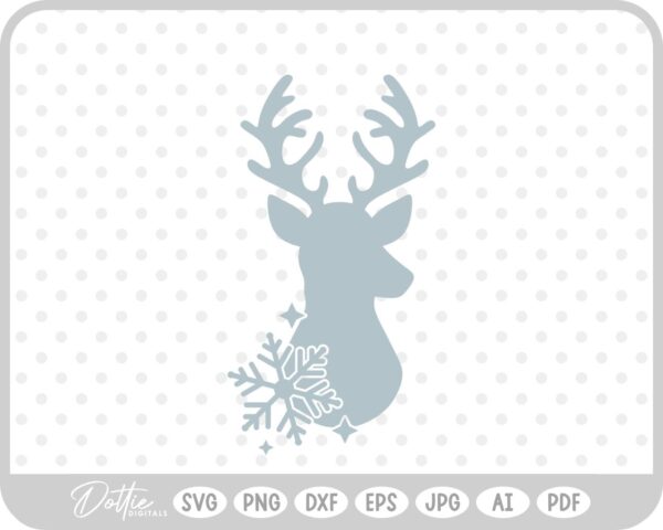 Stag Deer Reindeer Head Shape Silhouette Christmas SVG PNG DXF – Cricut Silhouette Cutting File
