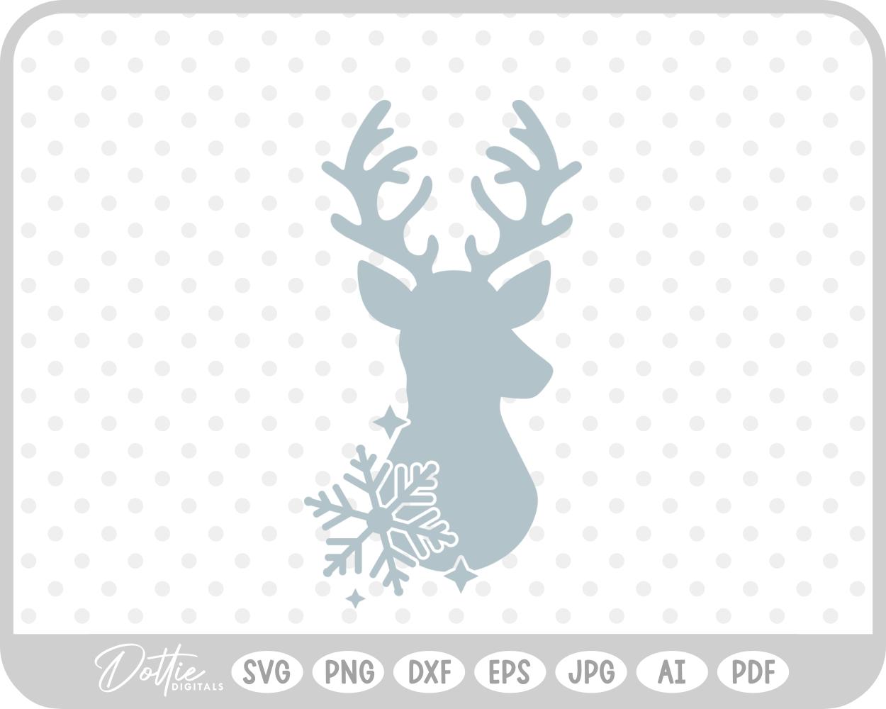 Stag Deer Reindeer Head Shape Silhouette Christmas SVG PNG DXF – Cricut Silhouette Cutting File