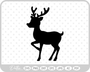 Stag Deer Reindeer Shape Silhouette Christmas Animal SVG PNG DXF – Cricut Silhouette Cutting File