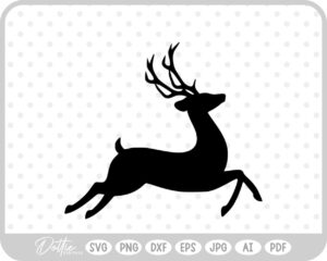 Deer Buck Stag Antlers Christmas Reindeer Winter Sleigh SVG PNG DXF – Cricut Silhouette Cutting File