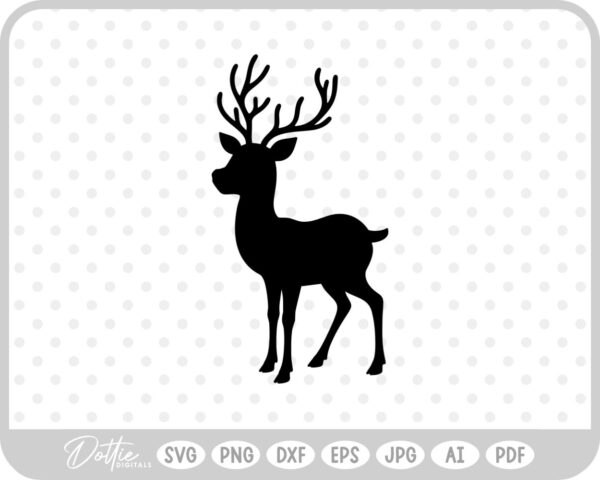 Stag Deer Reindeer Shape Silhouette Christmas Animal SVG PNG DXF – Cricut Silhouette Cutting File