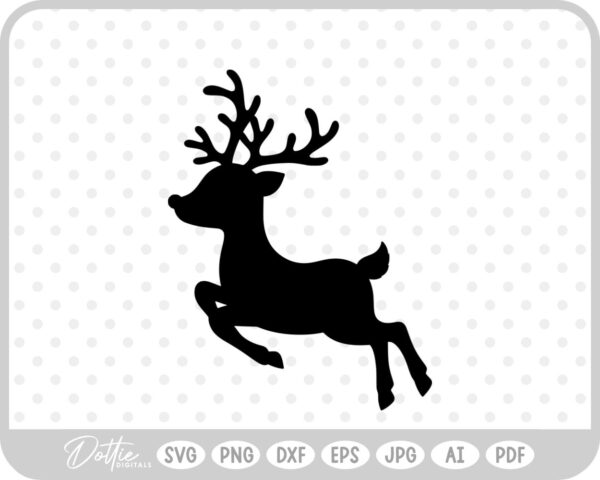 Stag Deer Reindeer Shape Silhouette Christmas Animal SVG PNG DXF – Cricut Silhouette Cutting File
