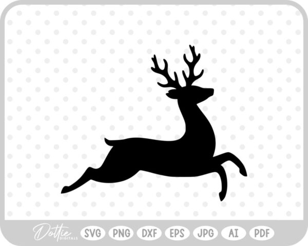 Deer Buck Stag Antlers Christmas Reindeer Winter Sleigh SVG PNG DXF – Cricut Silhouette Cutting File
