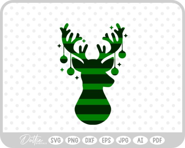 Plaid Stag Deer Reindeer Head Shape Silhouette Christmas SVG PNG DXF – Cricut Silhouette Cutting File