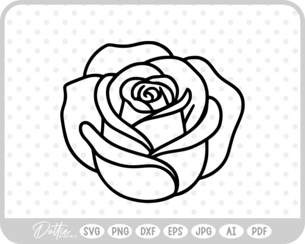 Outline of Rose Flower Head SVG PNG DXF – Cricut Silhouette Cutting File