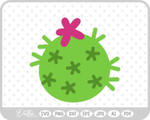 Round Cactus With Flowers SVG PNG DXF – Cricut Silhouette Cutting File