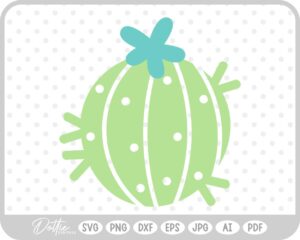 Round Cactus With Flower and Spikes SVG PNG DXF – Cricut Silhouette Cutting File