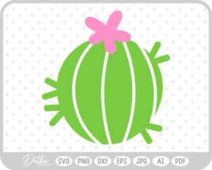 Round Cactus With Flower SVG PNG DXF – Cricut Silhouette Cutting File