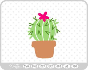 Spikey Ball Cactus in Plant Pot SVG PNG DXF – Cricut Silhouette Cutting File