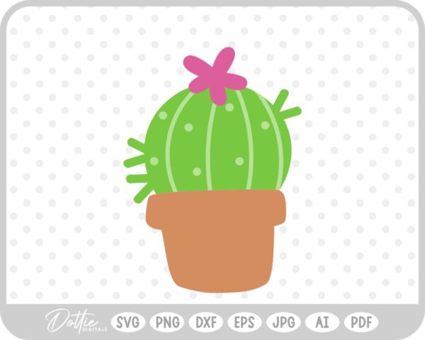Spikey Round Cacti in Pot SVG PNG DXF – Cricut Silhouette Cutting File