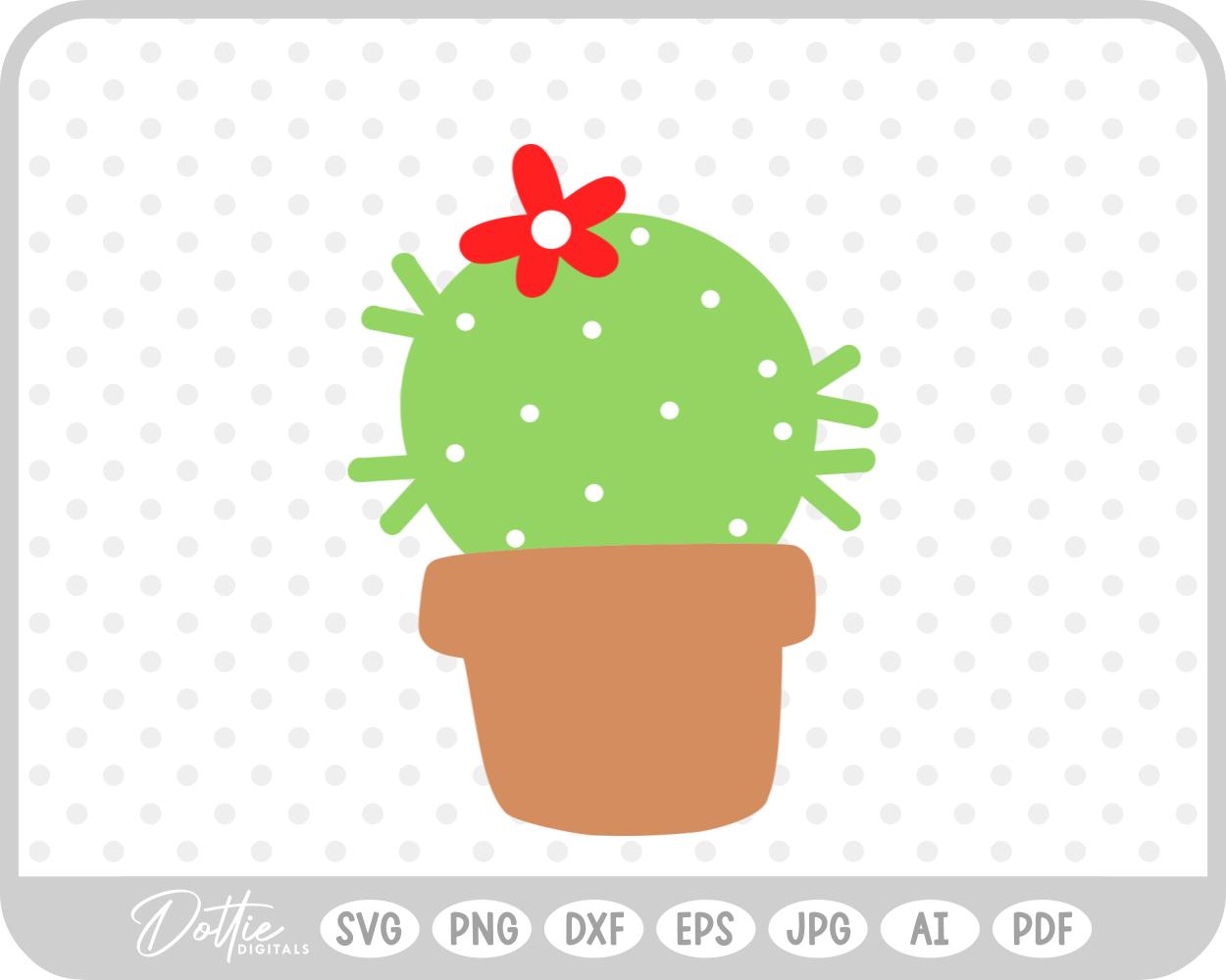 Ball Cactus in Plant Pot SVG PNG DXF – Cricut Silhouette Cutting File
