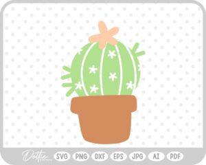 Round Cactus in Plant Pot SVG PNG DXF – Cricut Silhouette Cutting File